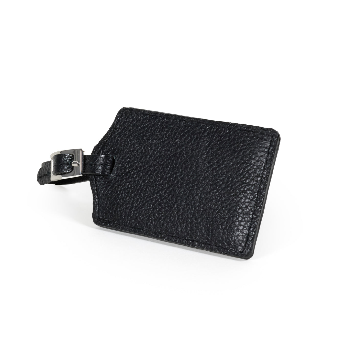 black leather luggage tag