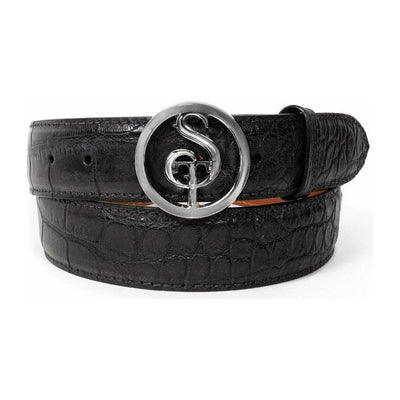 custom black alligator belt