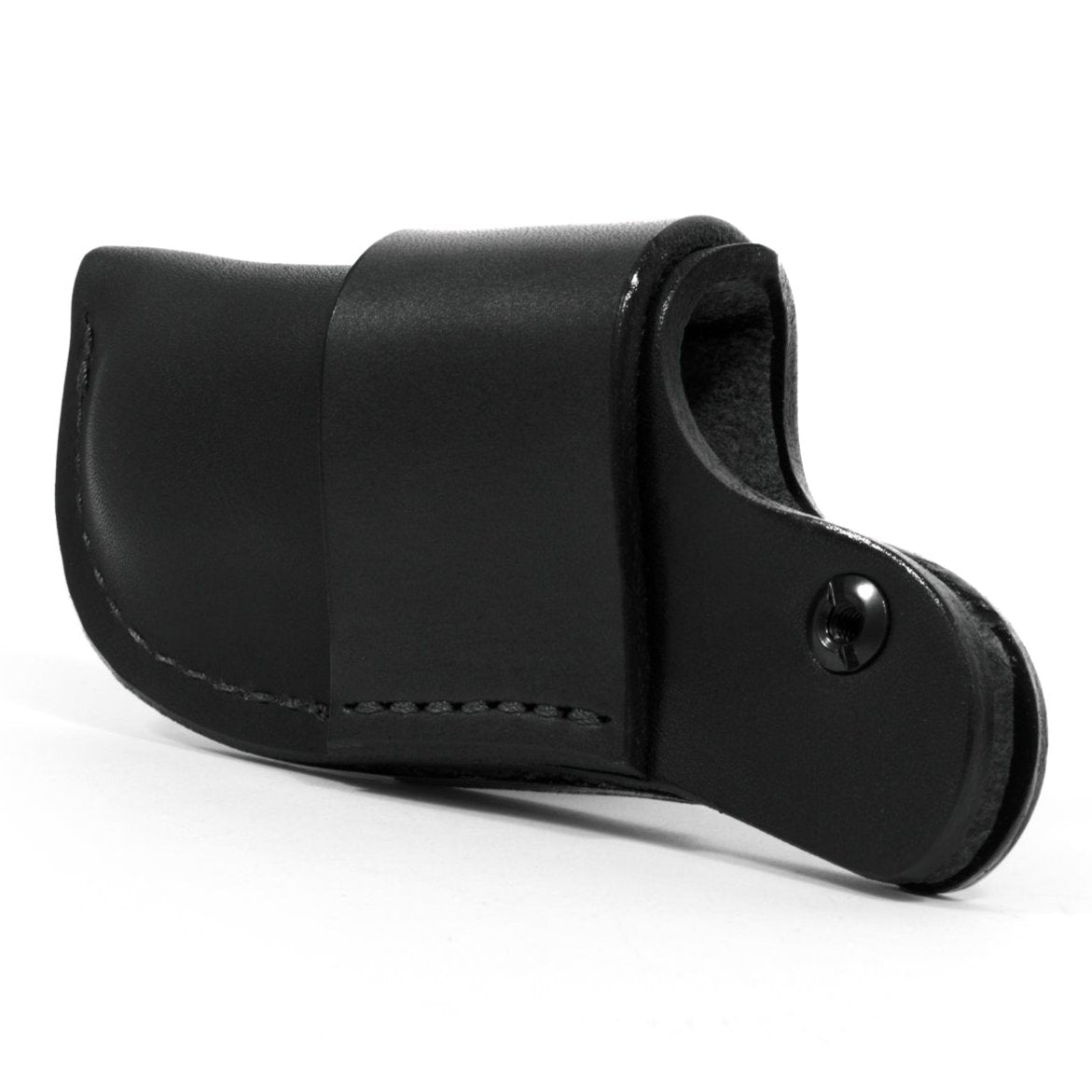 black leather sheath with buck 110 knife