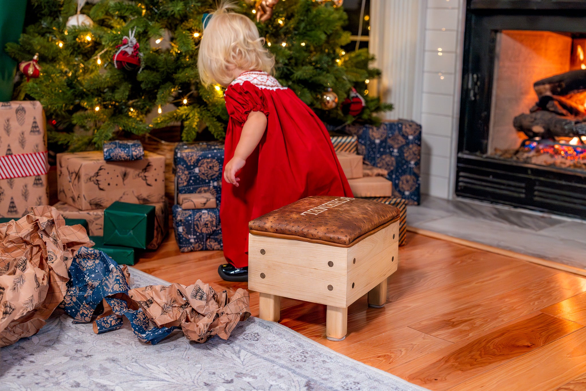 Leather Topped Children's Step Stool