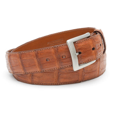 Mens Cognac Crocodile Belt