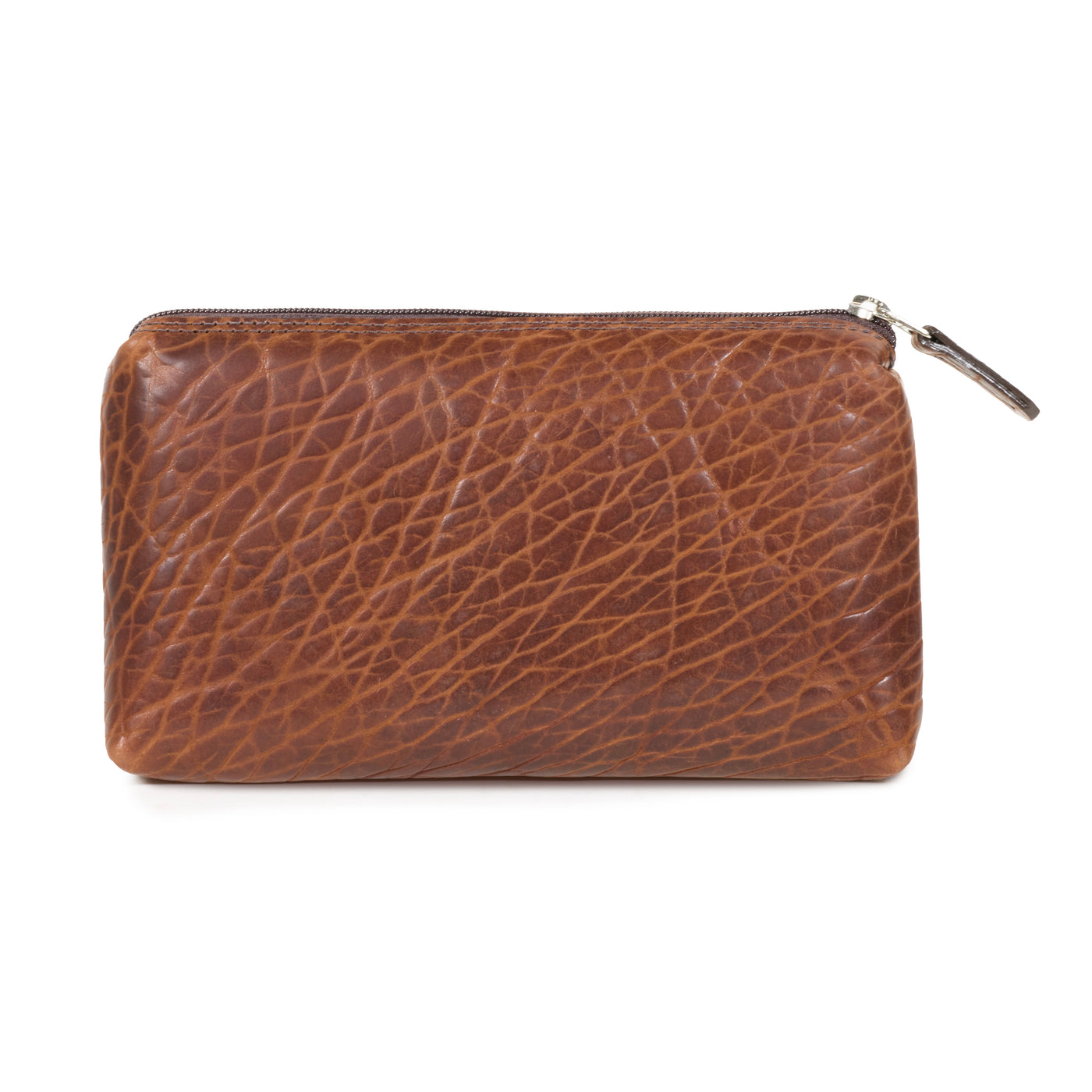 brown bison leather electronic bag