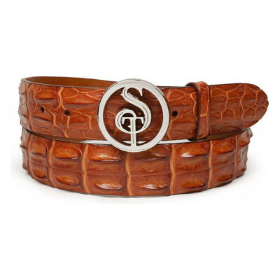 mens cognac hornback crocodile belt