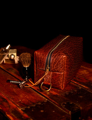 real bison leather dopp kit