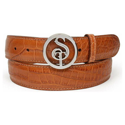 mens cognac alligator belt