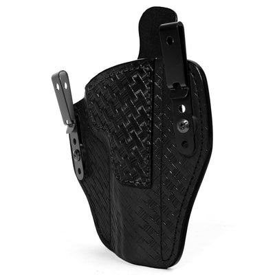 Basketweave black leather holster