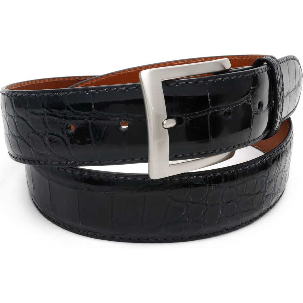 glossy black alligator belt