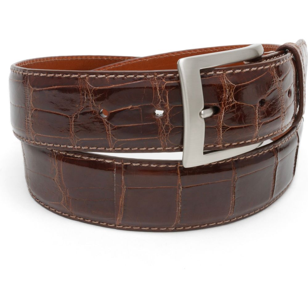 Glossy real alligator belt