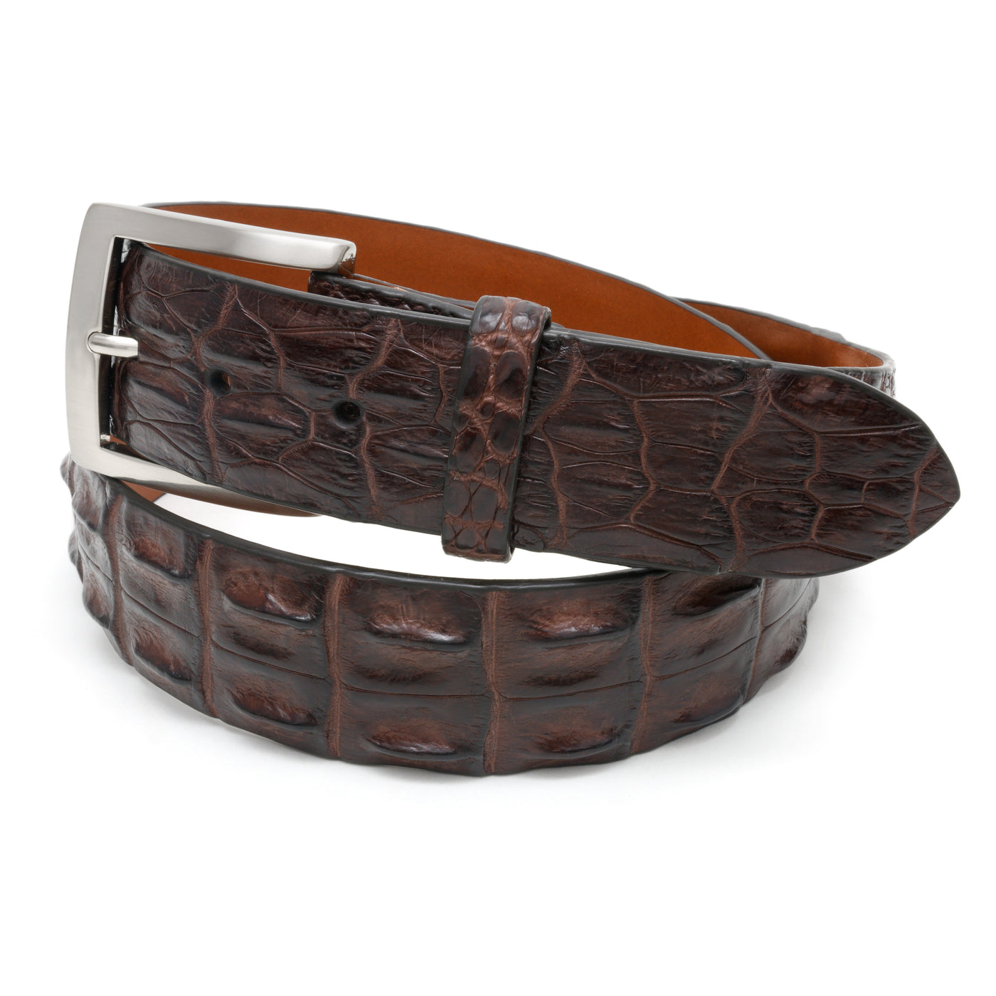 brown hornback crocodile belt