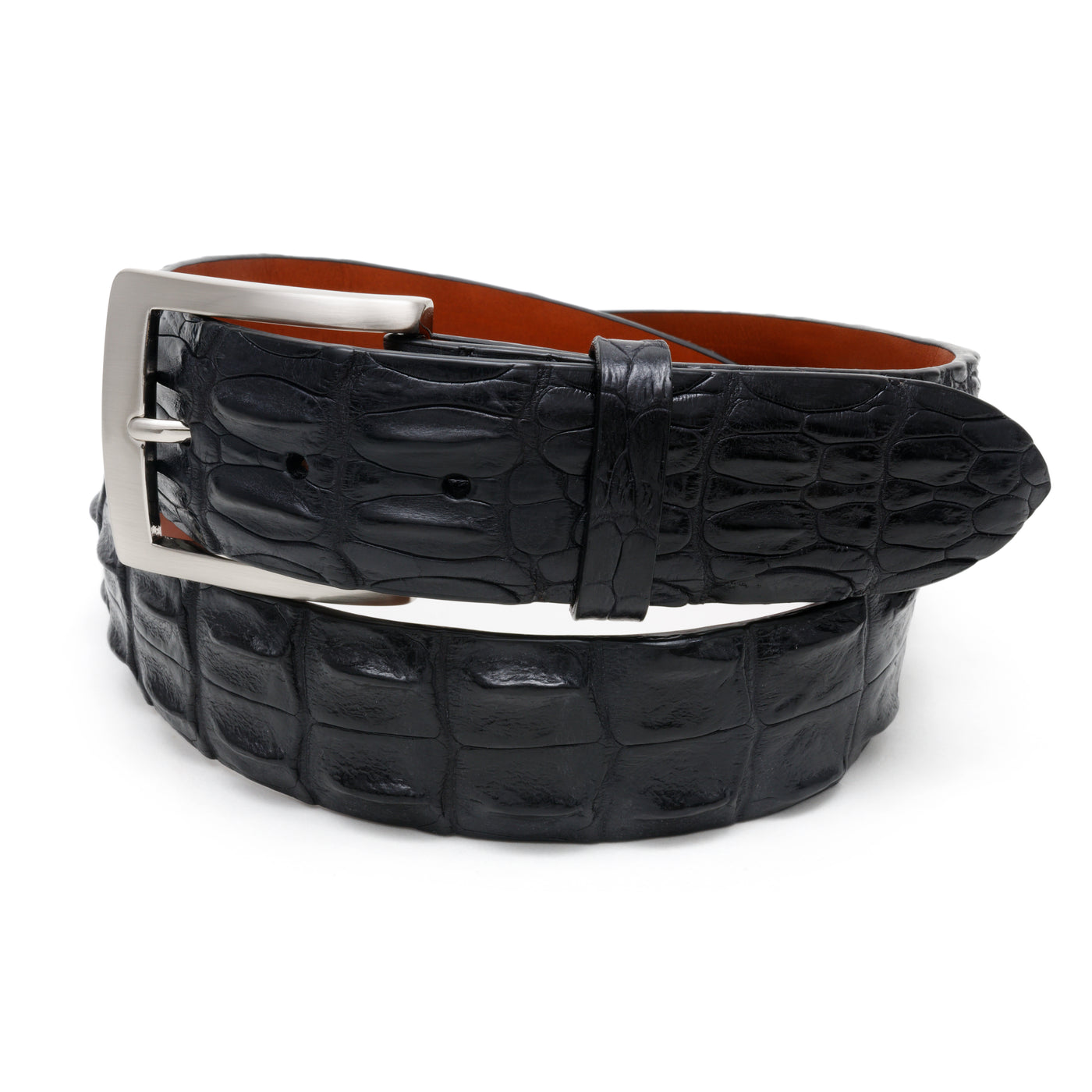 Black hornback crocodile belt