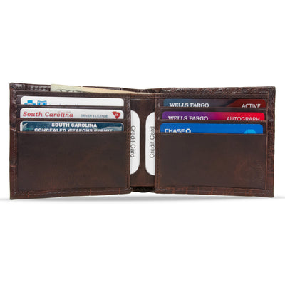 brown alligator bifold for men