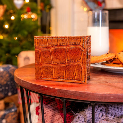 cognac alligator skin wallet 