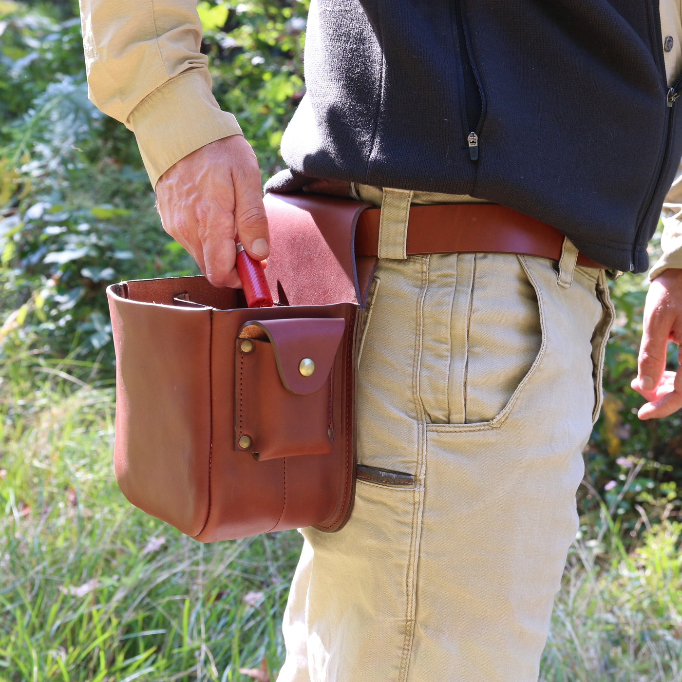 brown shotgun shell pouch