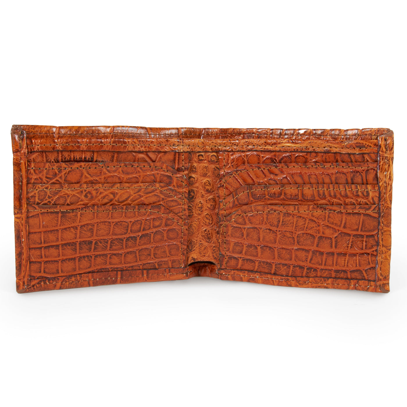 cognac and black alligator wallet