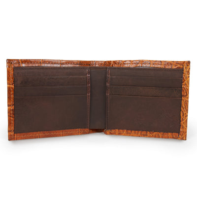 mens light brown alligator bifold wallet